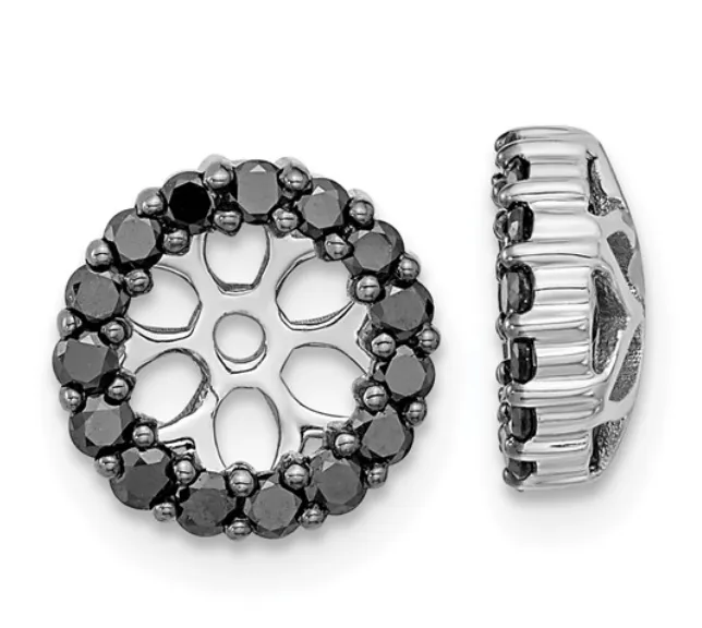 14W Shared Prong Black Diamond Earring Jackets
