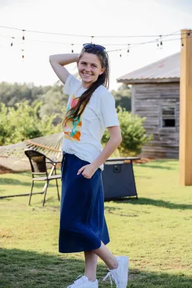 Ada Faye - Jane Drawstring Skirt - Navy