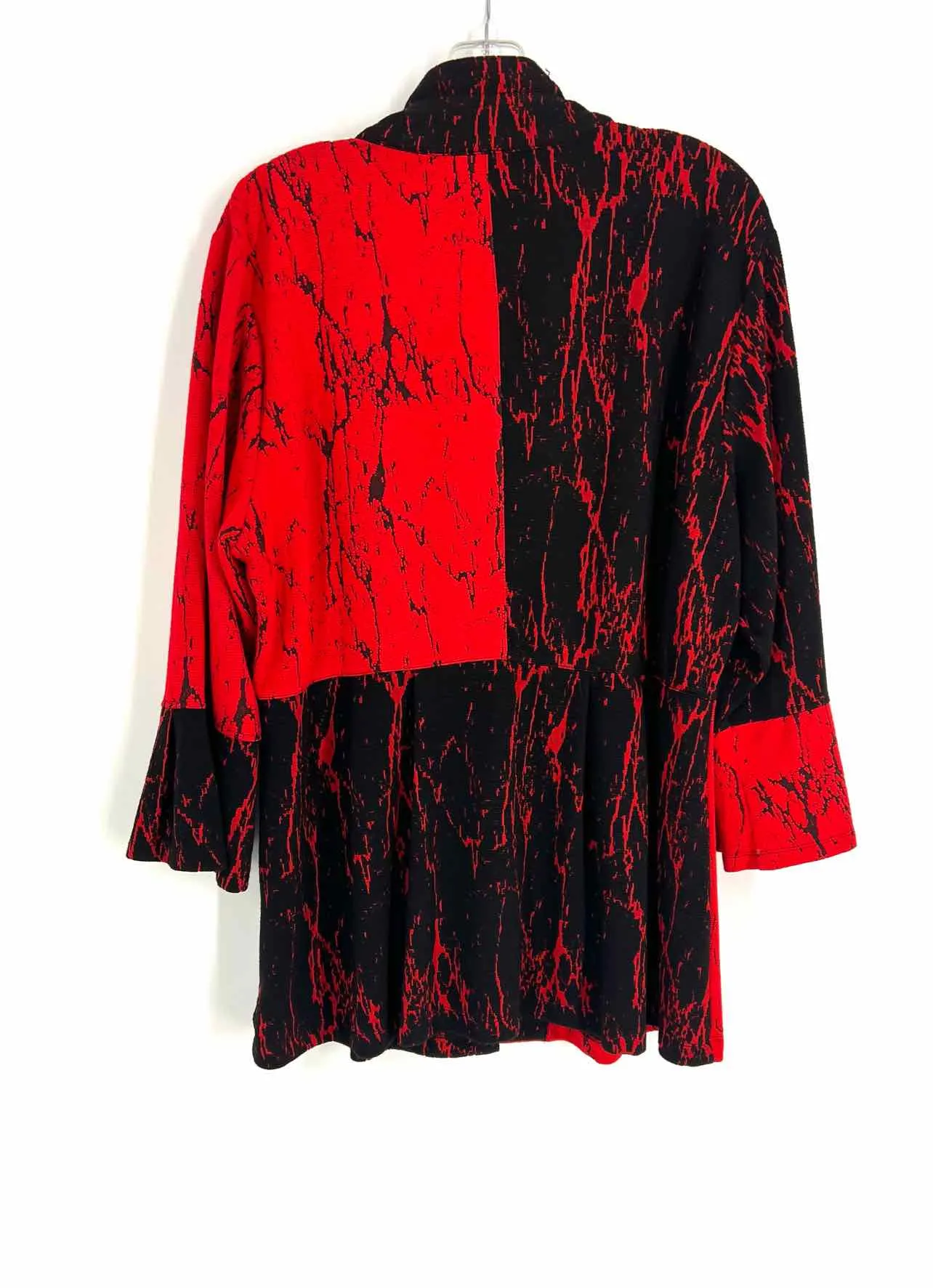 Ali Miles Size XL Red/Black Print Colorblock Blazer Jacket