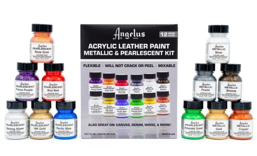 Angelus 29ml (1oz) Acrylic Leather Paint - Set of 12