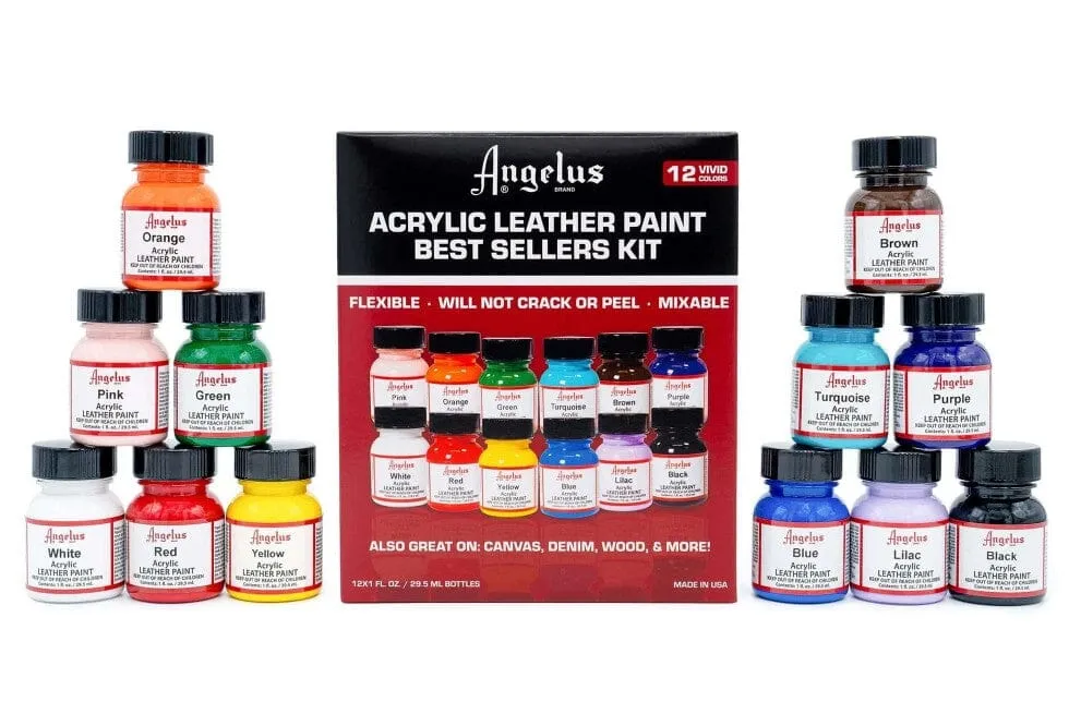 Angelus 29ml (1oz) Acrylic Leather Paint - Set of 12