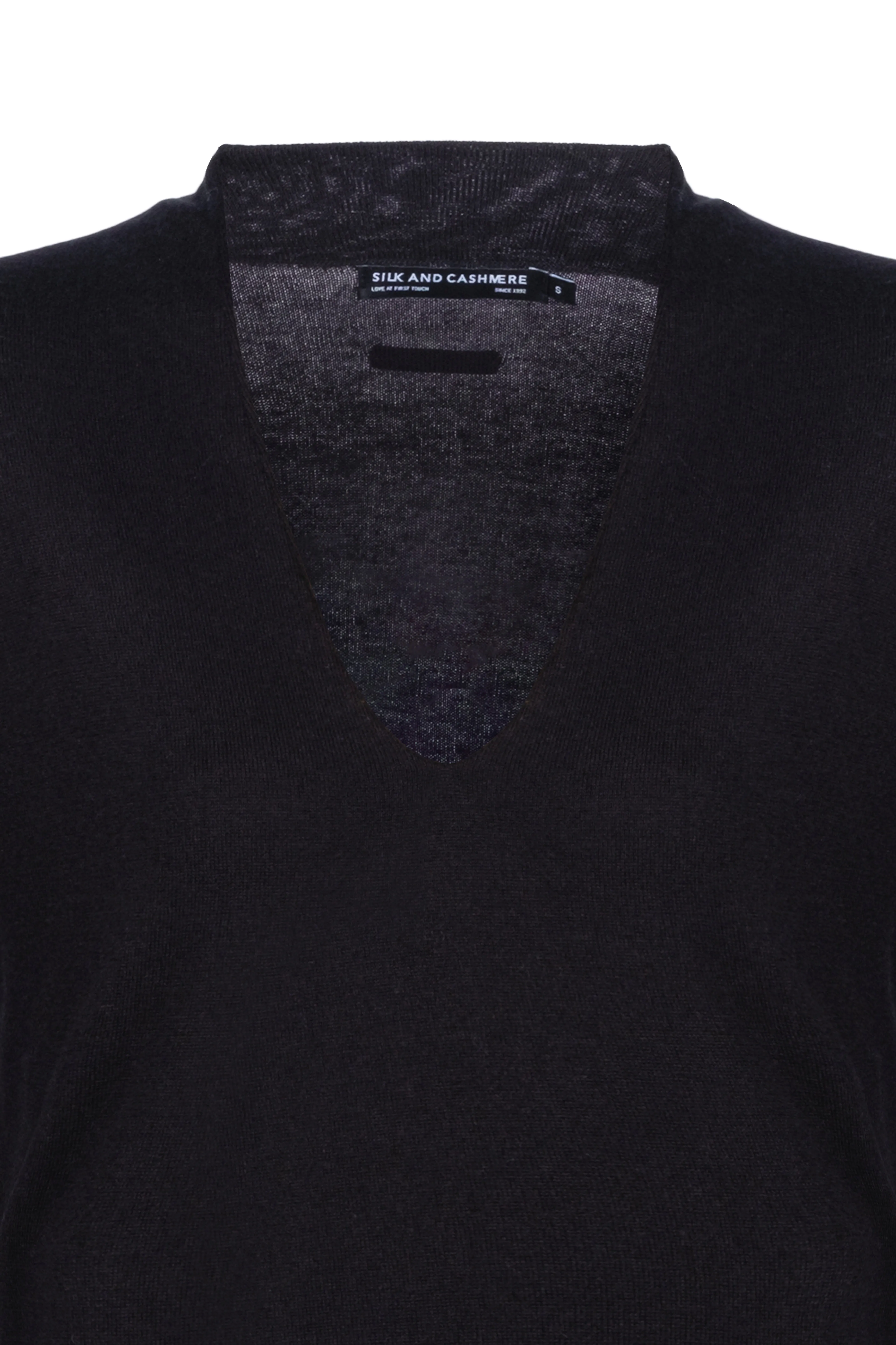 Black Zoe Silk Cashmere Deep V Neck Knitwear