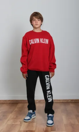 Boys Two Pieces Sweat Suit (Red)