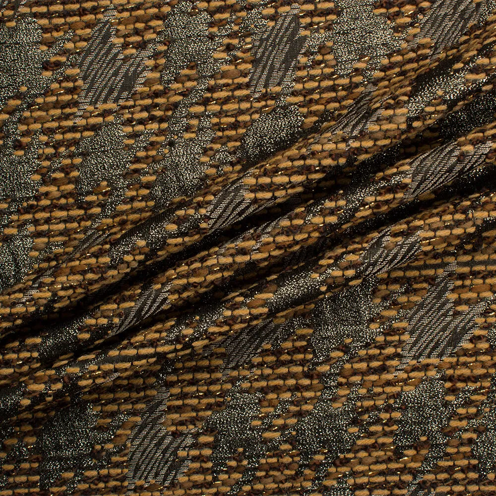 Brown & Grey Metallic Houndstooth Bouclé