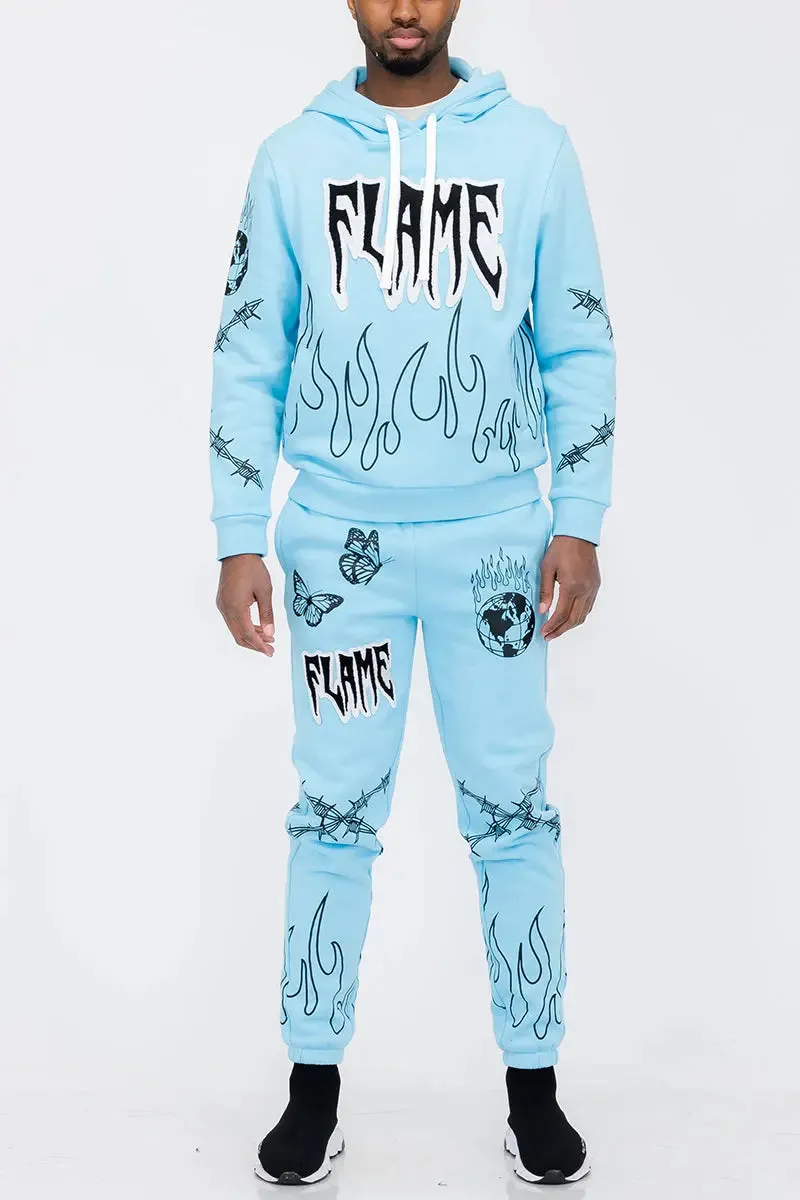 Chenille Flame Sweat Suit