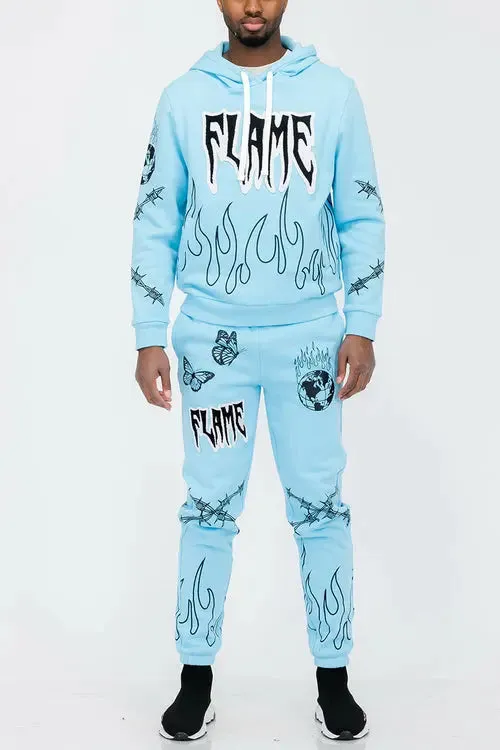 Chenille Flame Sweat Suit