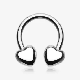 Classic Fluffy Heart Horseshoe Circular Barbell