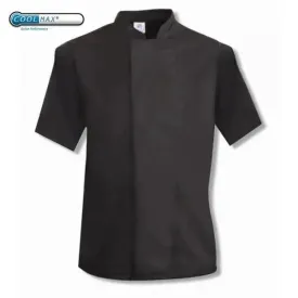 Coolmax Chefs Jacket Short Sleeve Black - White