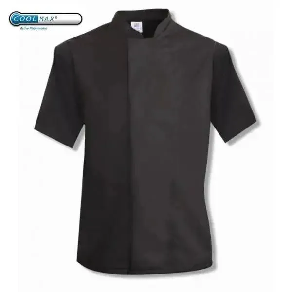 Coolmax Chefs Jacket Short Sleeve Black - White