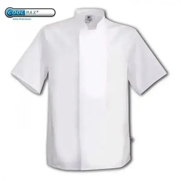 Coolmax Chefs Jacket Short Sleeve Black - White