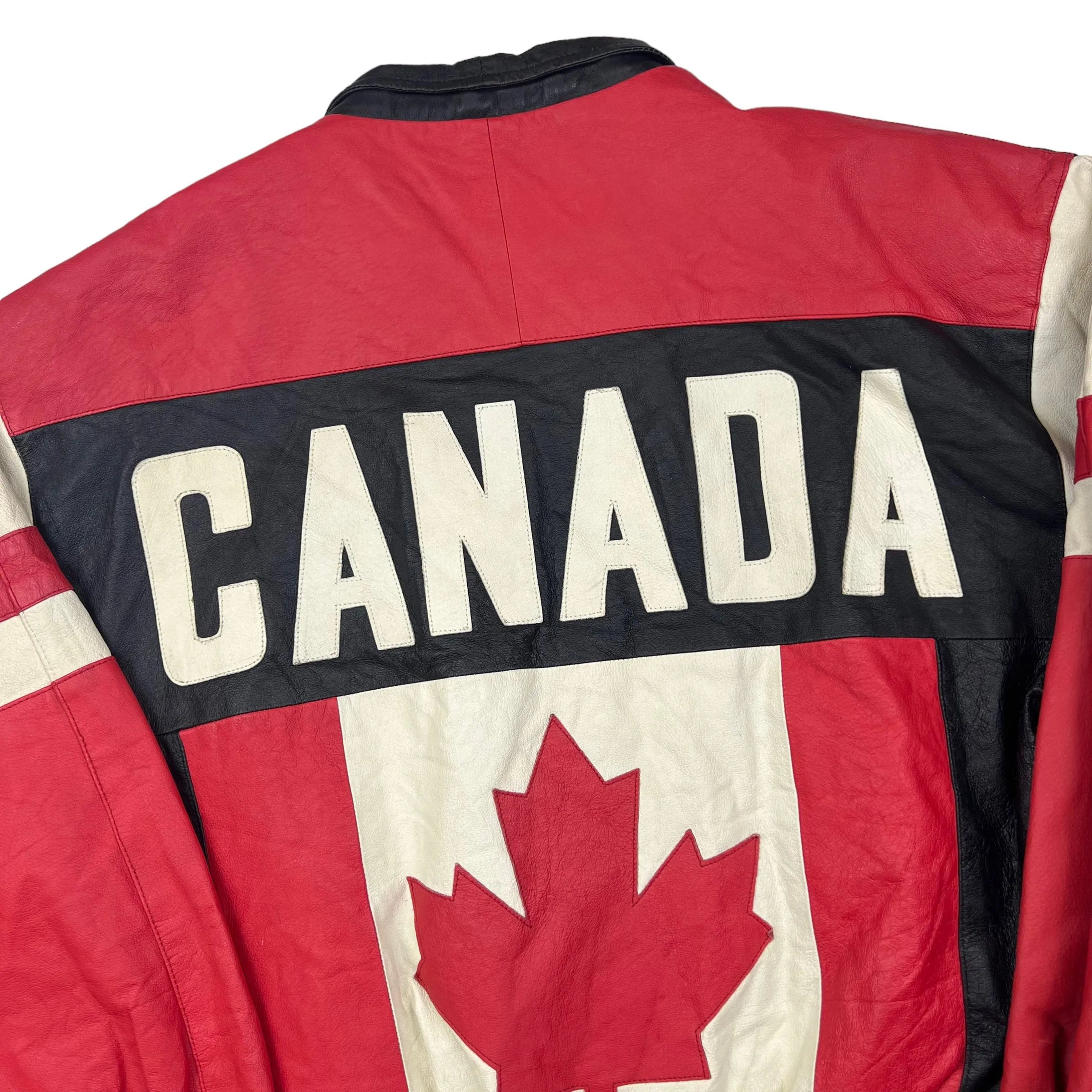 Cosa Nova 70s 'Canada' Black Leather Varsity Jacket