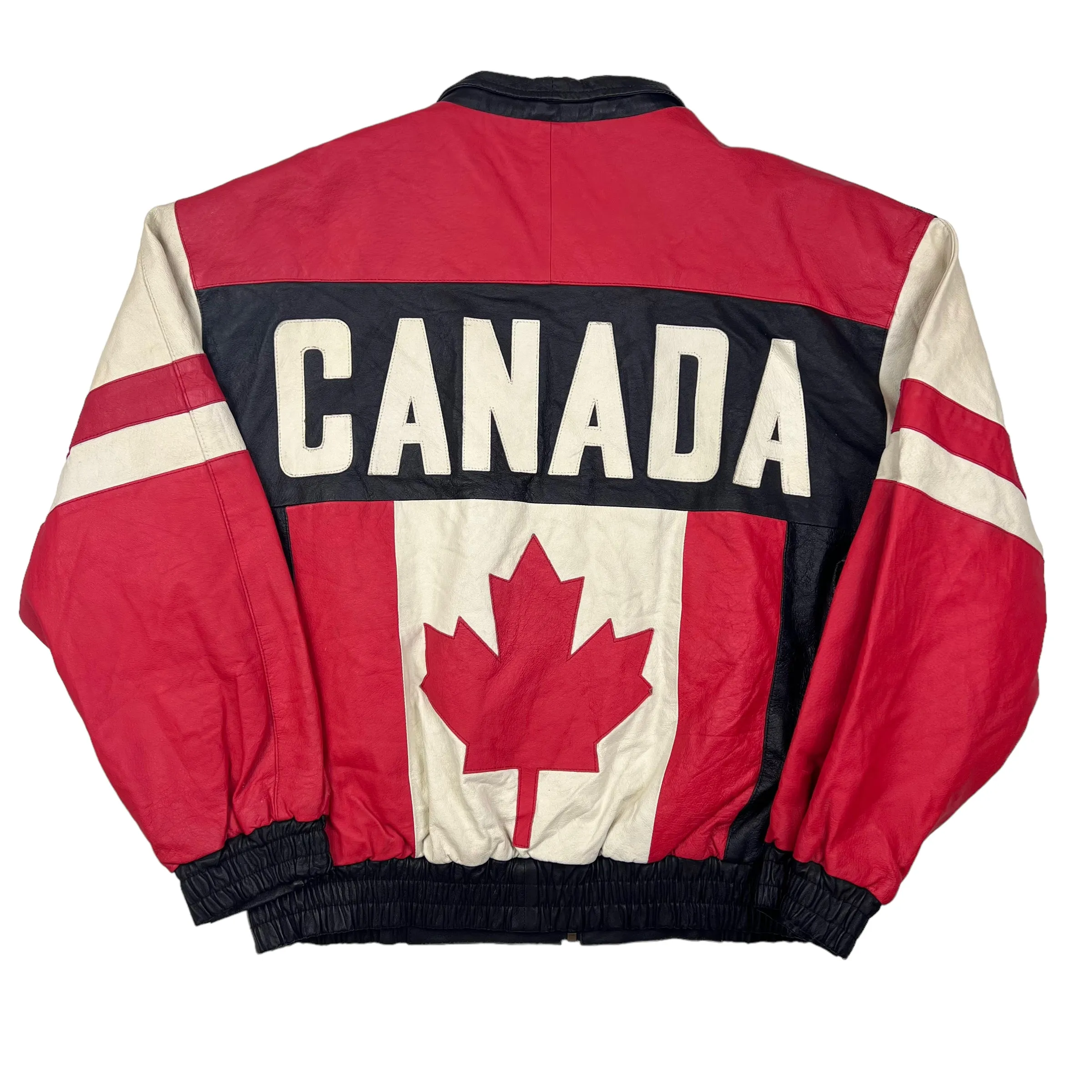 Cosa Nova 70s 'Canada' Black Leather Varsity Jacket