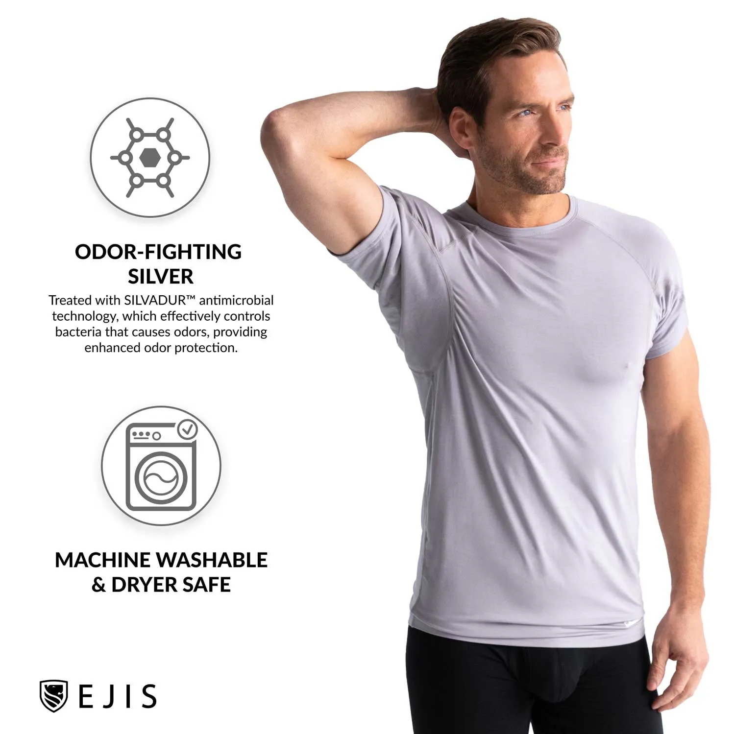Crew Neck Micro Modal Sweat Proof Undershirt For Men - Grey 3-Pack