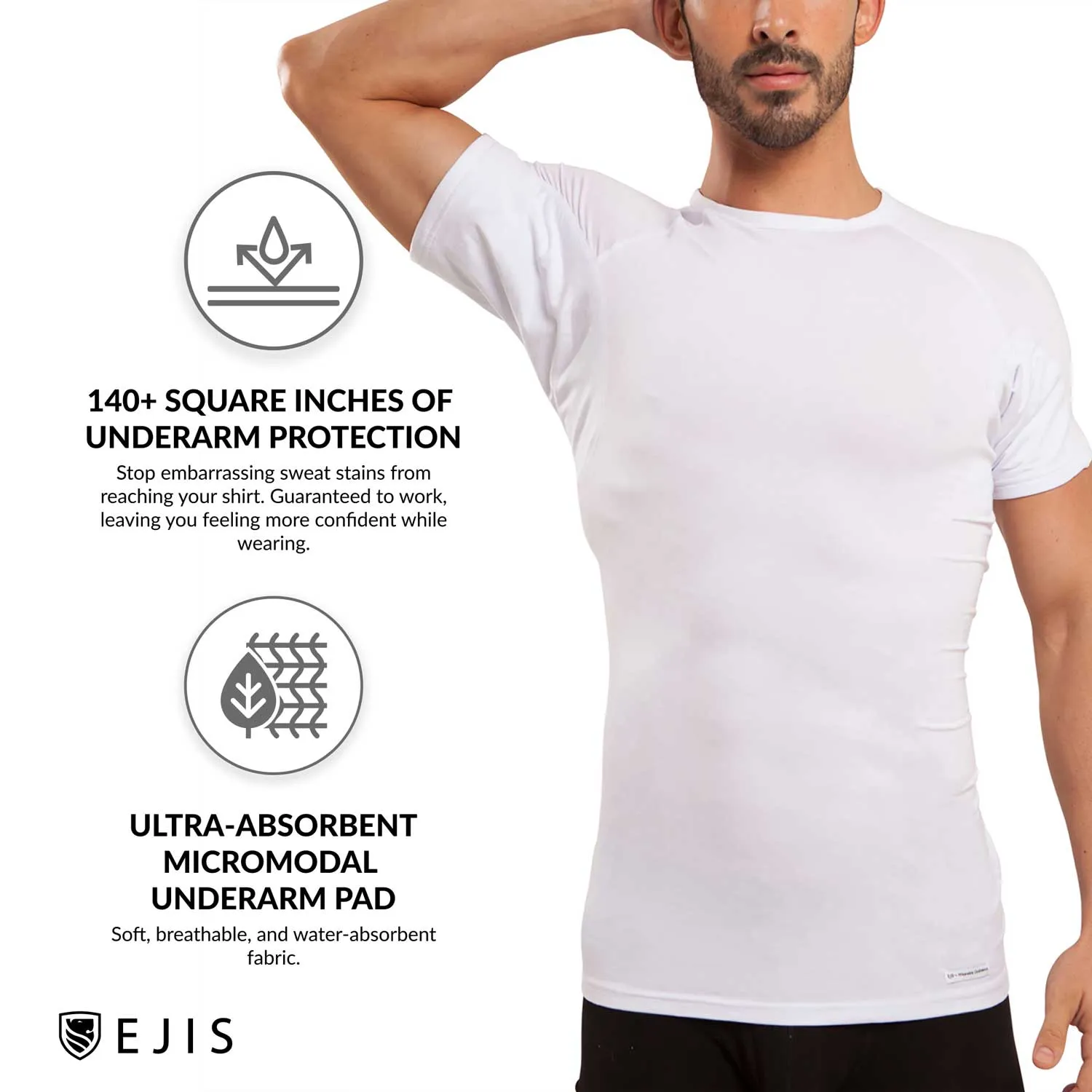 Crew Neck Micro Modal Sweat Proof Undershirt For Men - Mix 6-Pack (3x White, Grey)