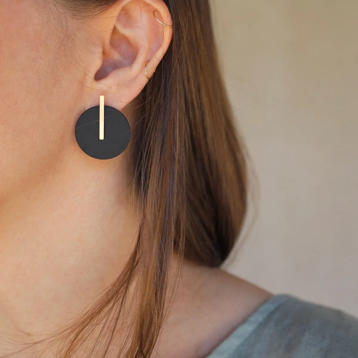 Dial Ear Jackets - Black Zinc and Gold