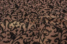 Golden Brown & Black Traditional Hopsack Cotton Matty Fabric