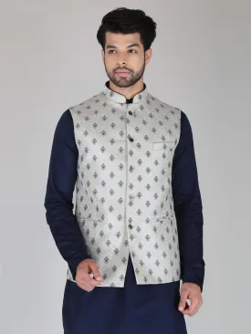 Grey Black Diamond Nehru Jackets