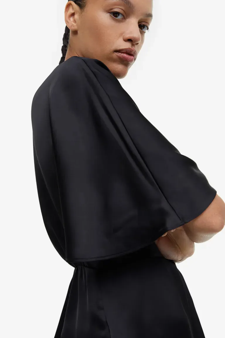 H&M Satin Wrap Front Dress, Black