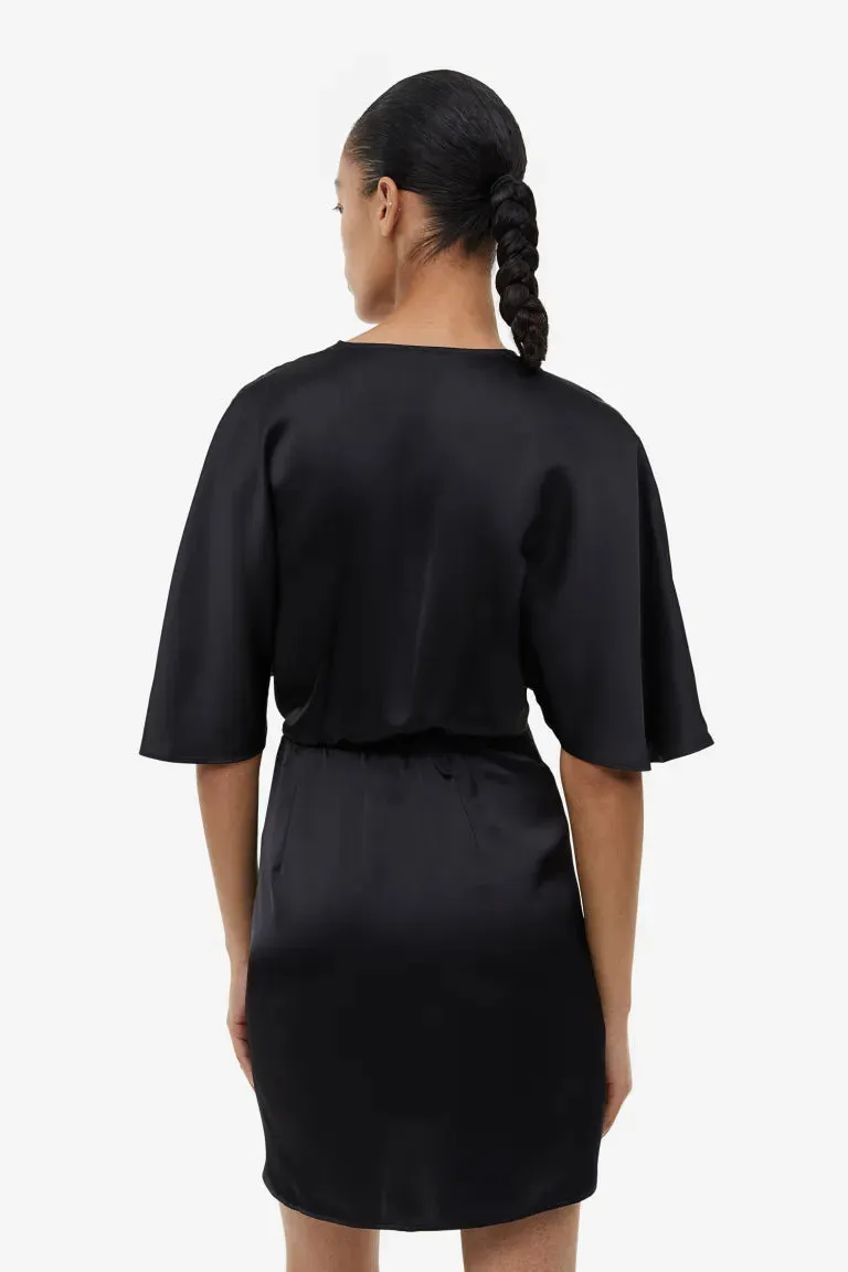 H&M Satin Wrap Front Dress, Black