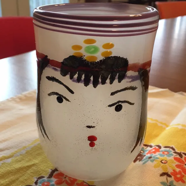 Handblown Glass Cup - Kokeshi Dolls