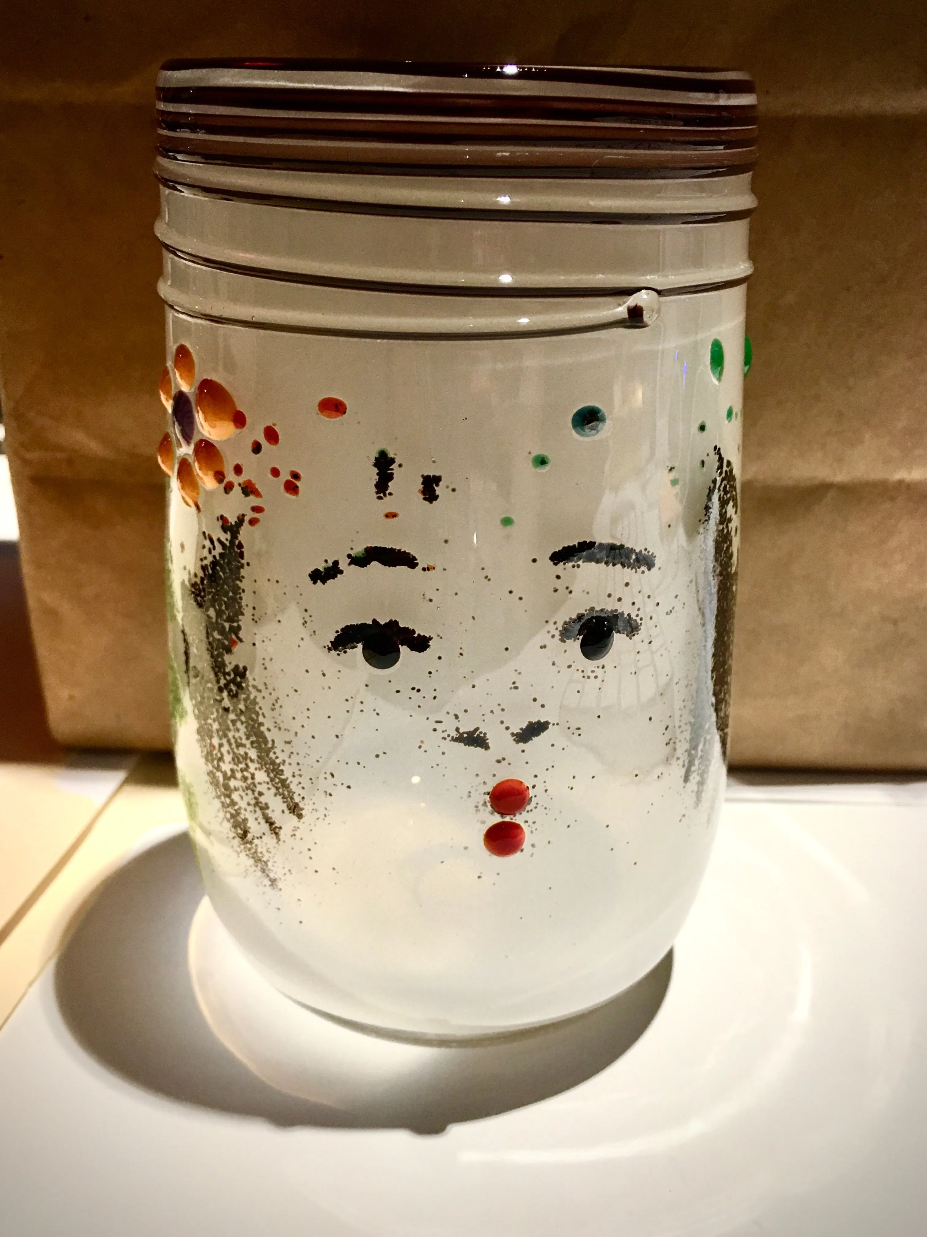 Handblown Glass Cup - Kokeshi Dolls
