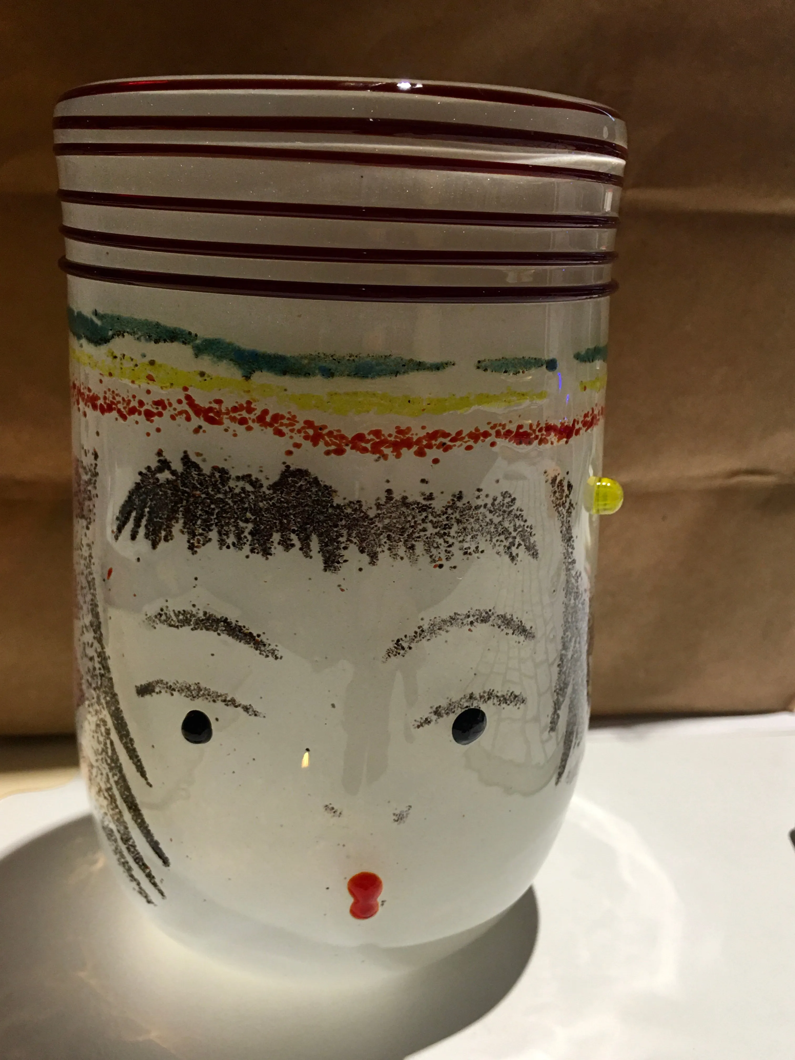 Handblown Glass Cup - Kokeshi Dolls