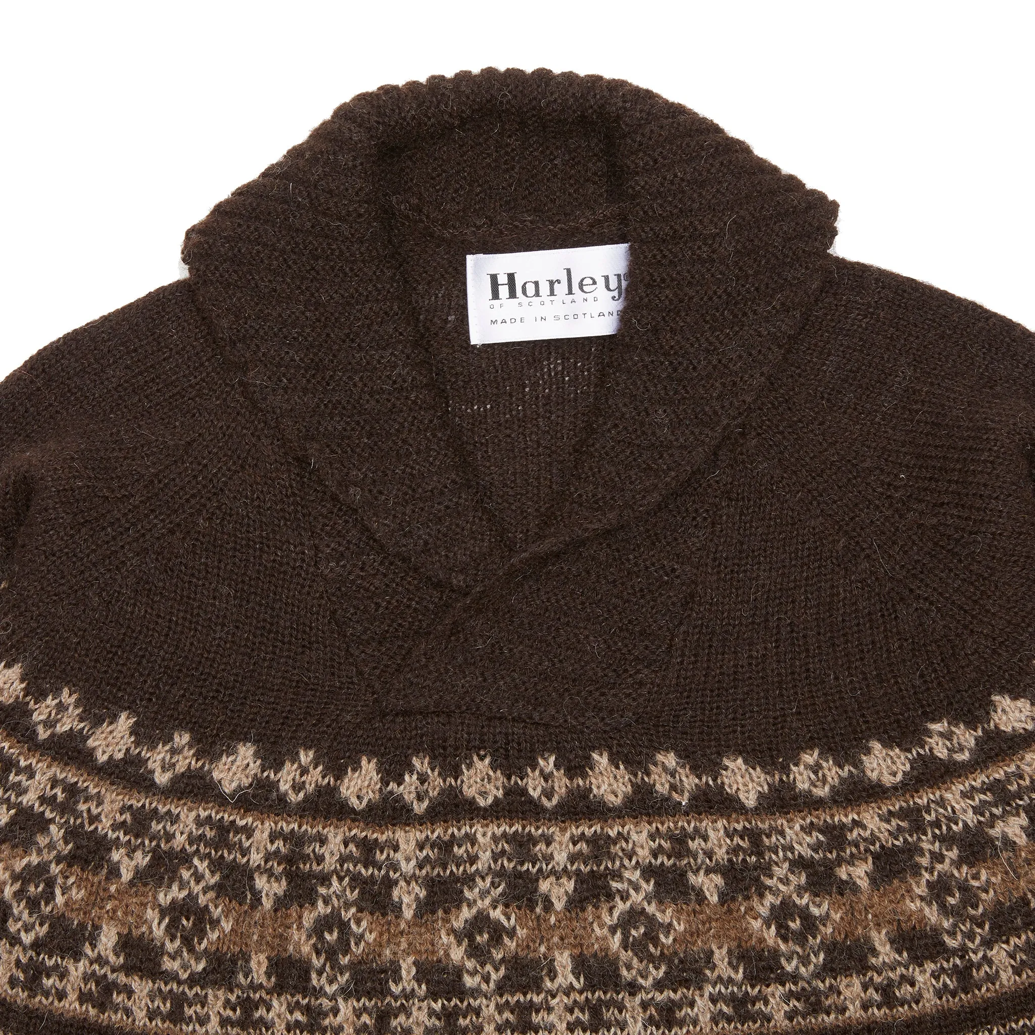 Harley True Voe Fair Isle Shawl Collar Jumper in Black