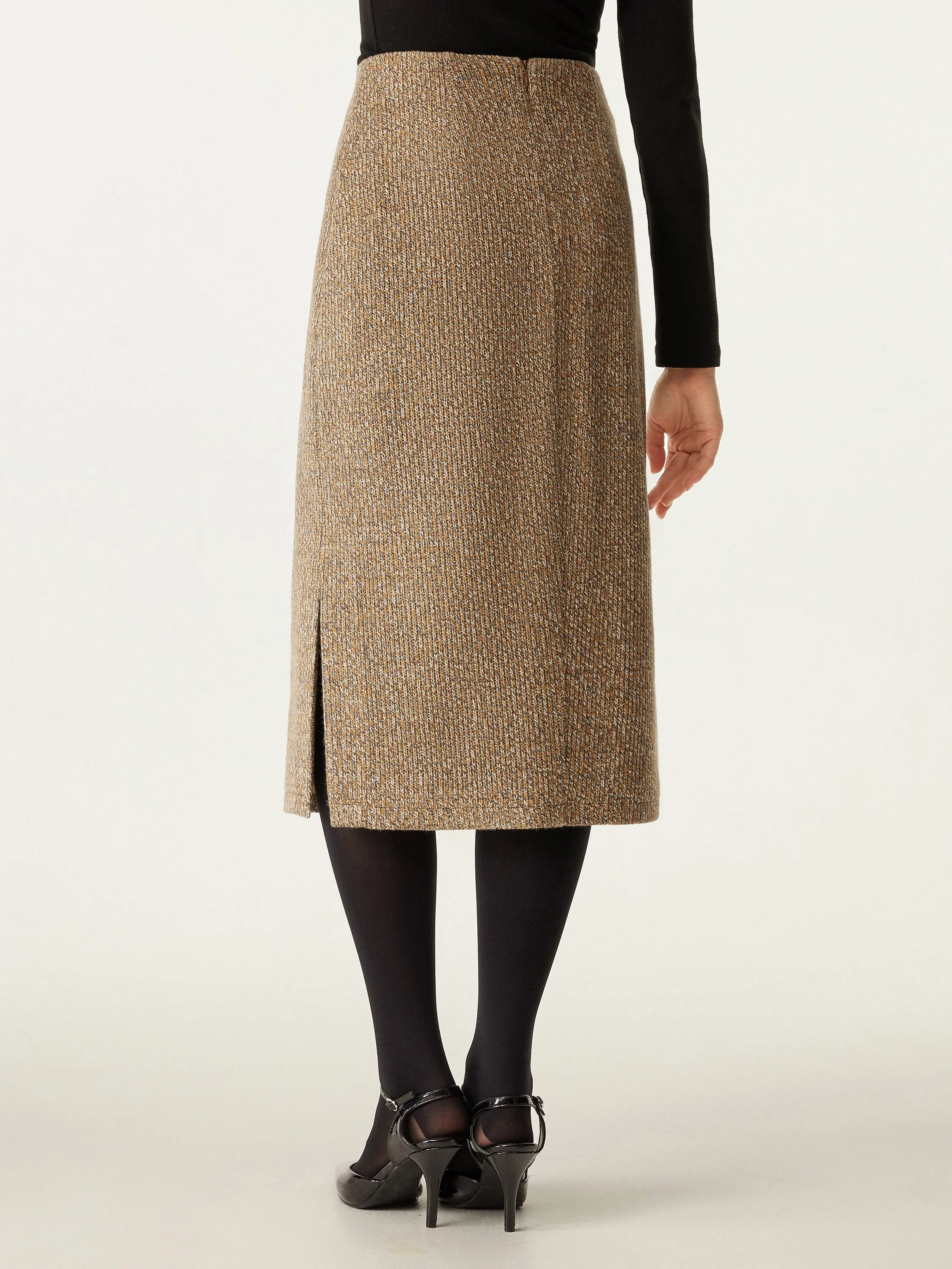High Waisted Two Side Split Midi Skirt