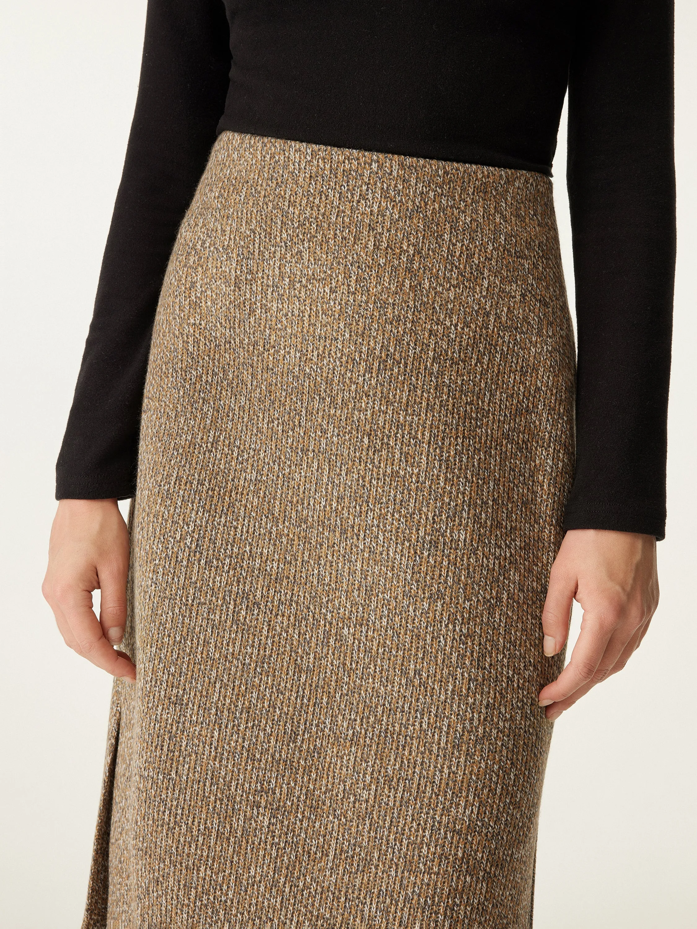 High Waisted Two Side Split Midi Skirt