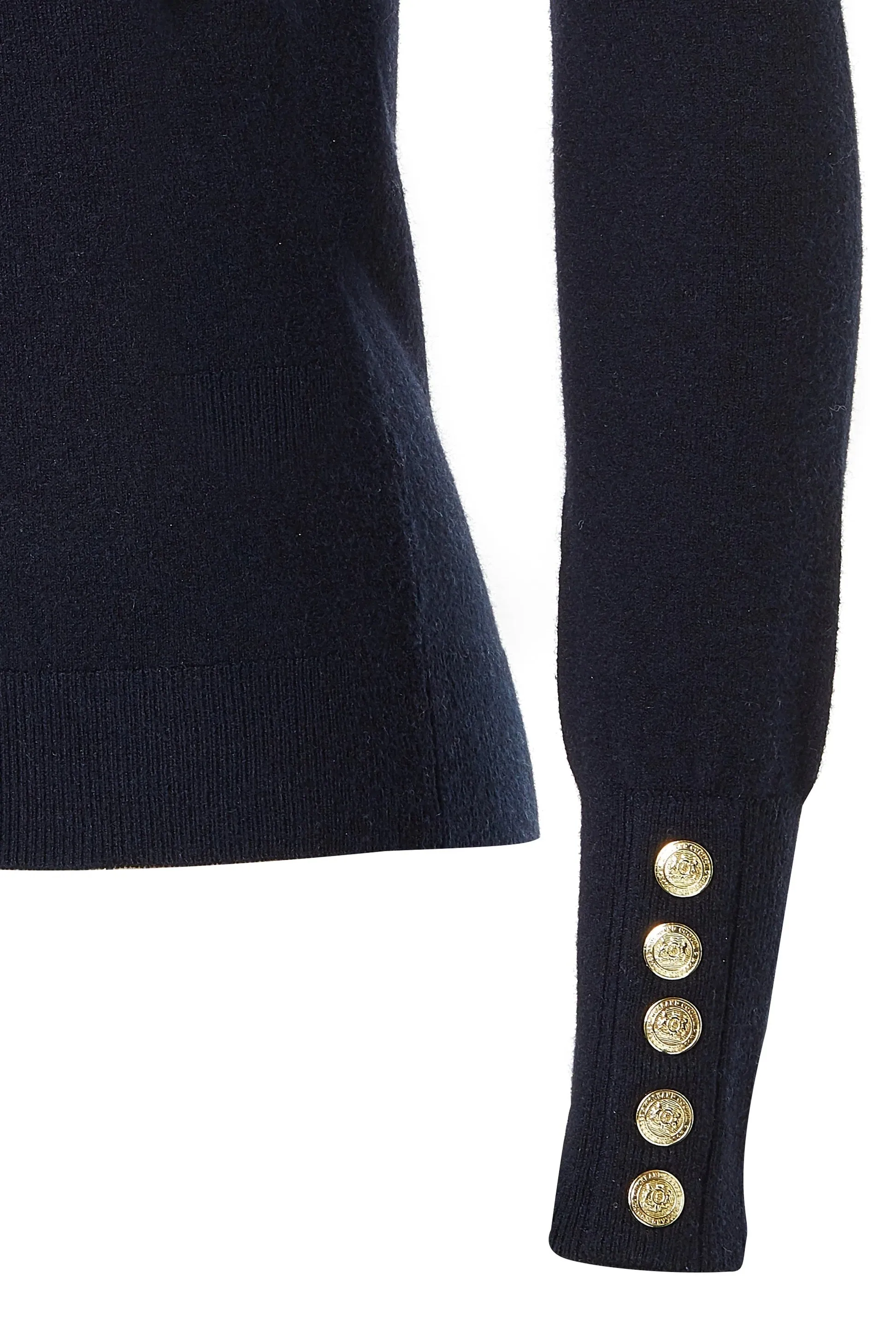 Holland Cooper Buttoned Knit Roll Neck Ladies Knitwear in Ink Navy