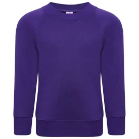 Kids Children Unisex School Uniform Plain Purple Fleece Sweat Shirt