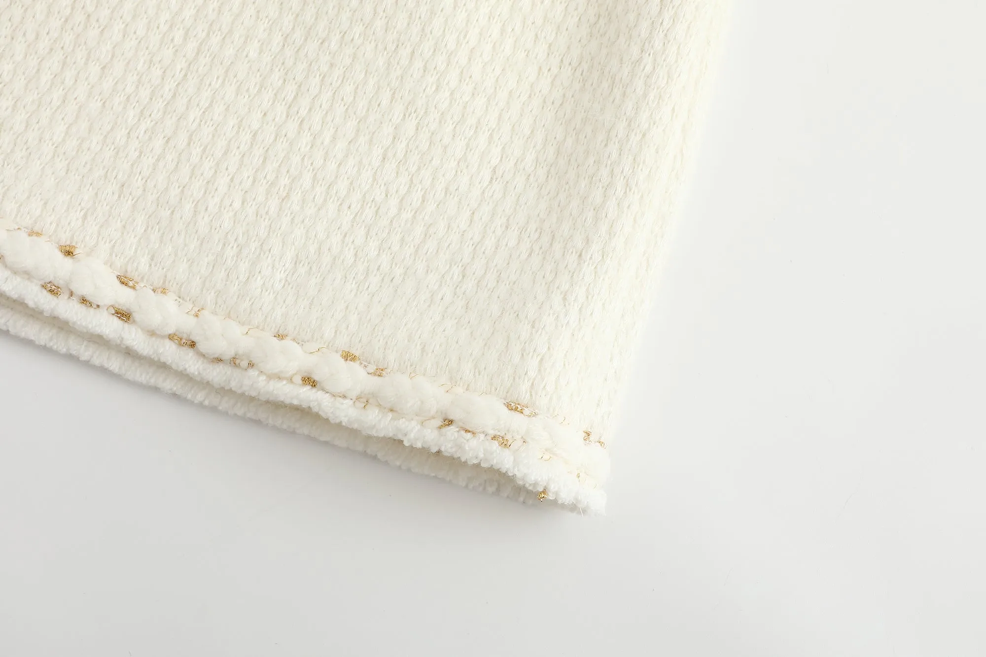Knitted Metallic Thread Skirt in White