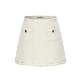 Knitted Metallic Thread Skirt in White