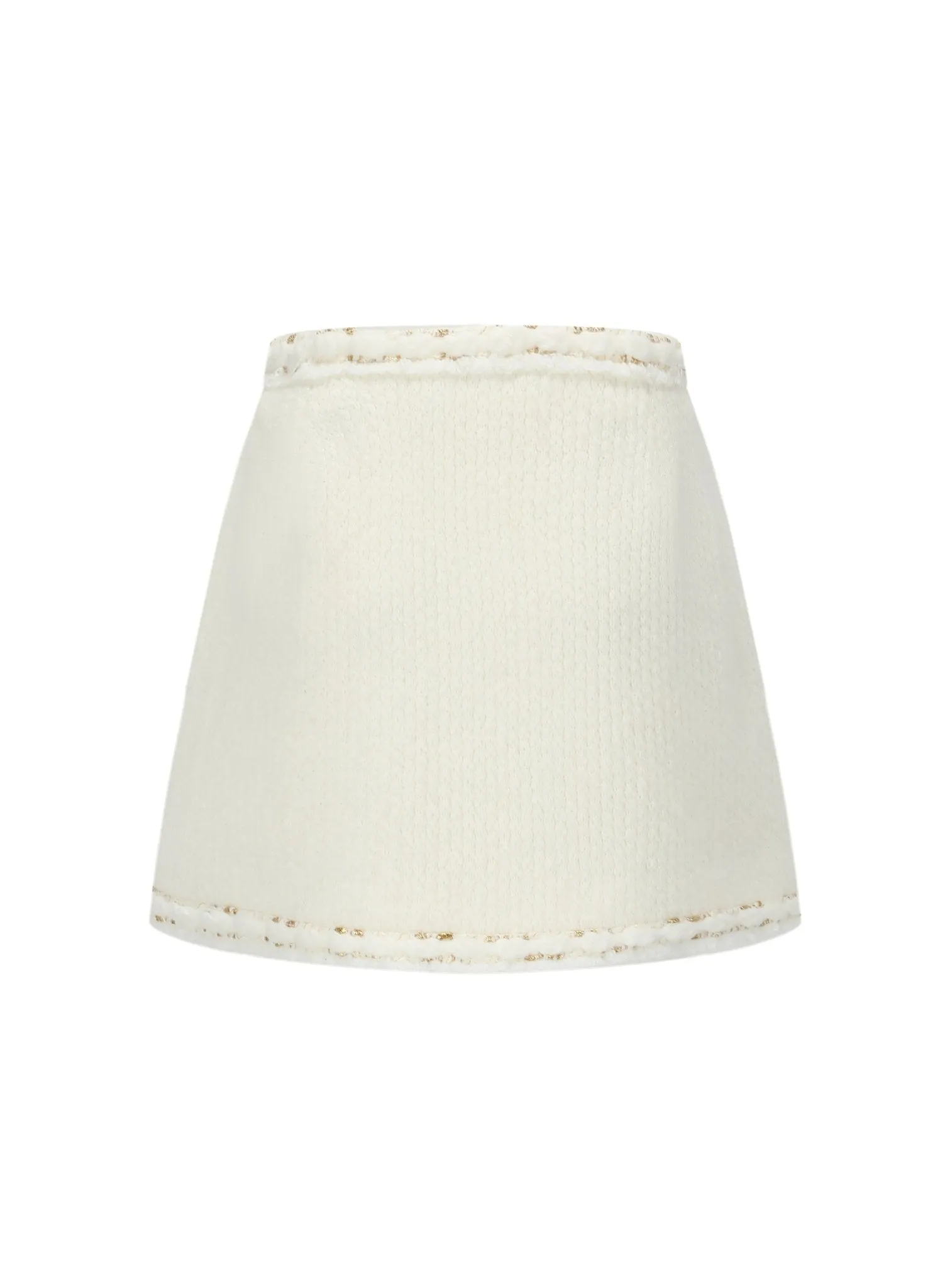 Knitted Metallic Thread Skirt in White