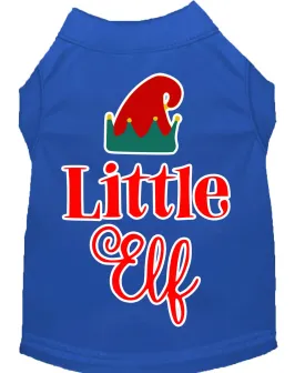Little Elf Screen Print Dog Shirt Blue Xs