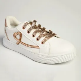 Madison Girls Side Floral Sneaker - White/Gold