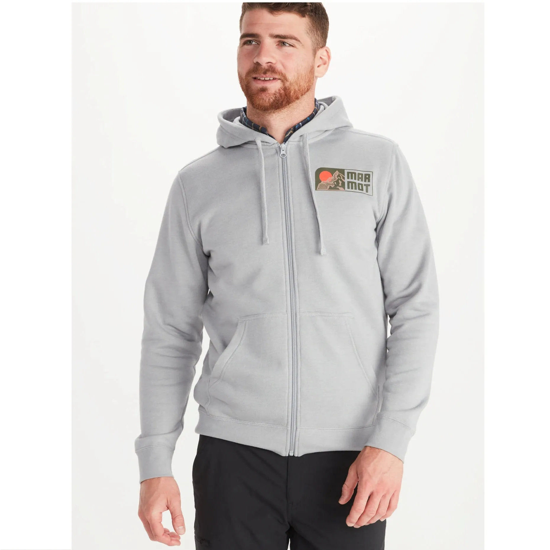 MARMOT FULL ZIP HOODY Felpa uomo con cappuccio colore Grigio
