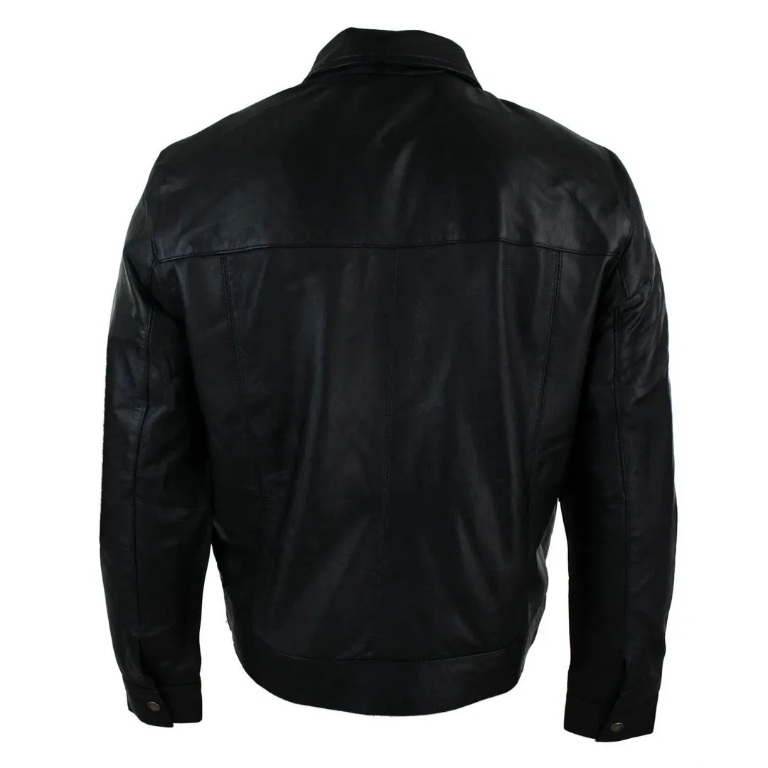 Men's Classic Zipped Leather Jacket Black