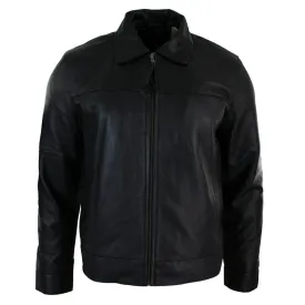 Men's Classic Zipped Leather Jacket Black