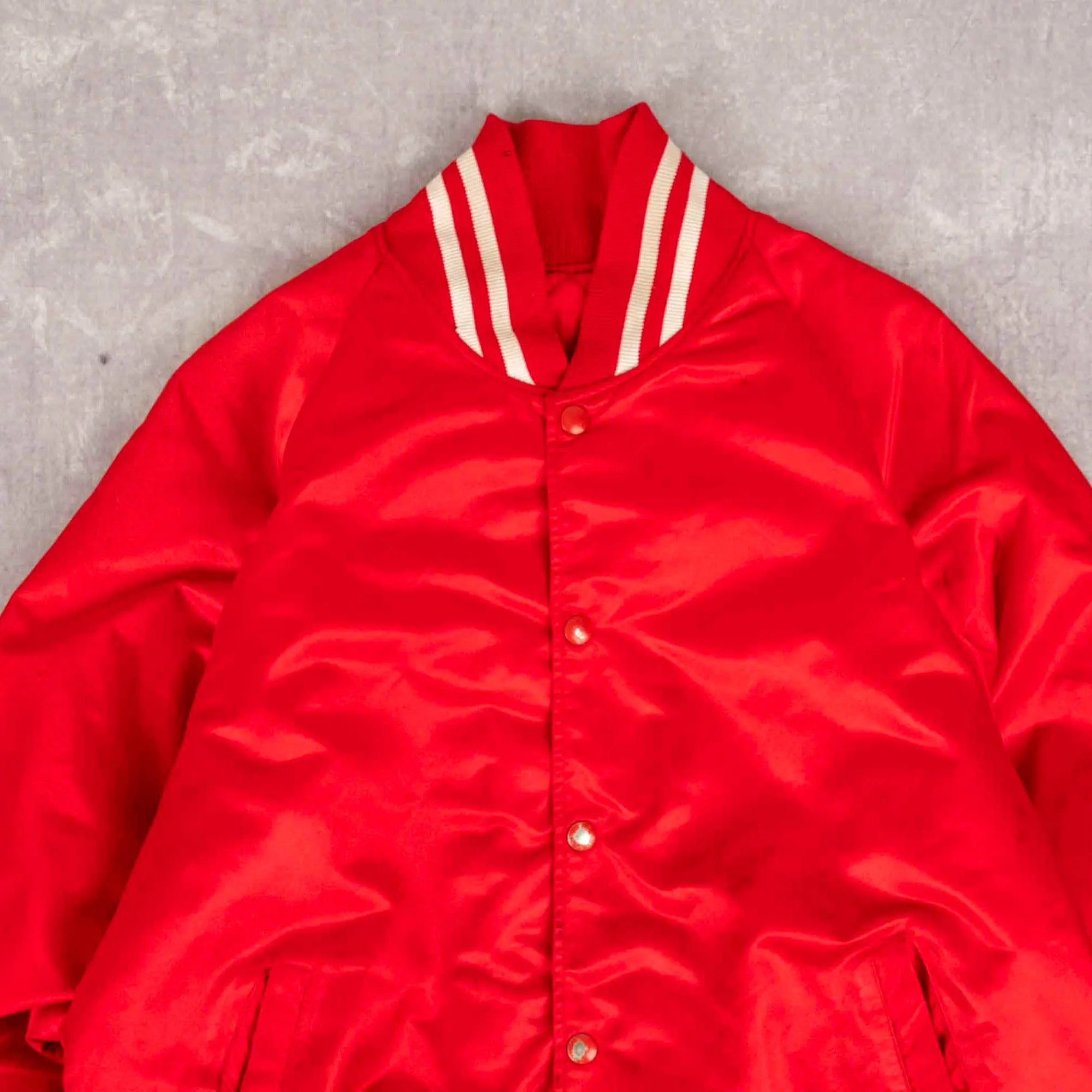 MEN'S VINTAGE 1980S RAMBLIN' FEVER VARSITY BOMBER JACKET - LARGE