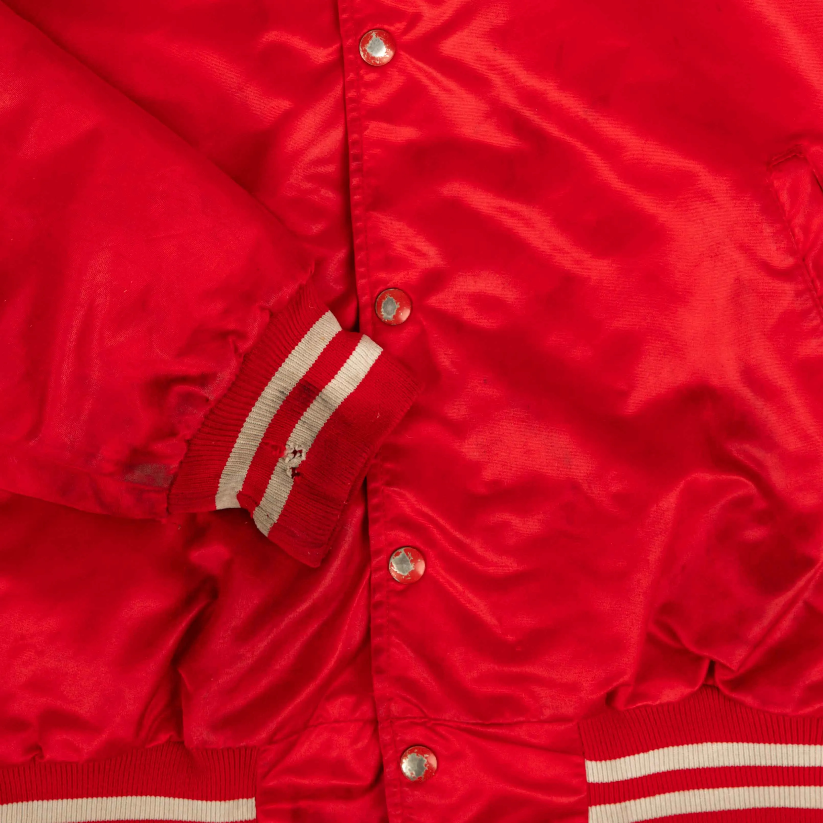MEN'S VINTAGE 1980S RAMBLIN' FEVER VARSITY BOMBER JACKET - LARGE