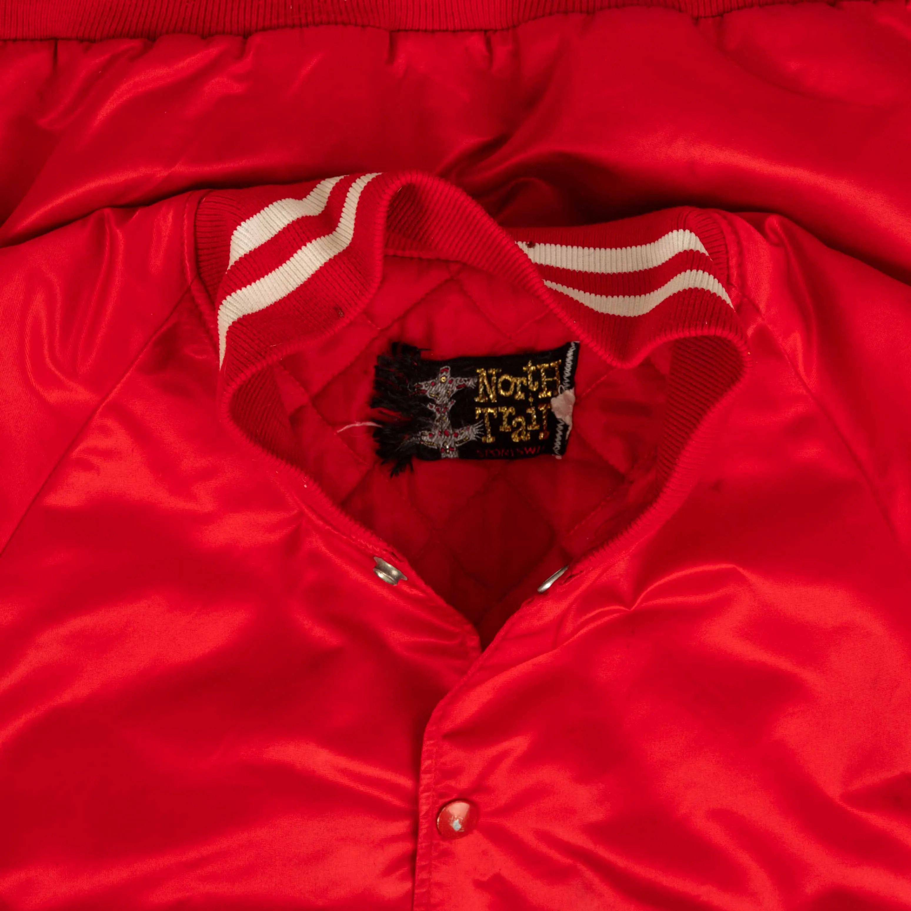 MEN'S VINTAGE 1980S RAMBLIN' FEVER VARSITY BOMBER JACKET - LARGE