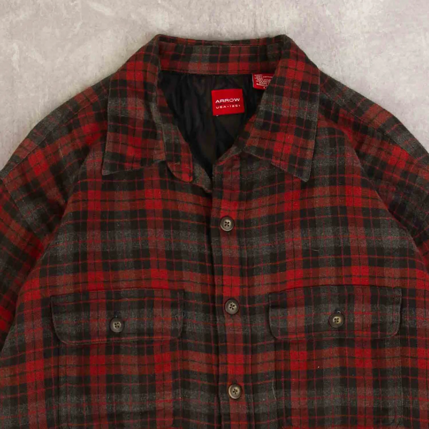 MEN'S VINTAGE CHECKED PADDED  SHIRT JACKET - LARGE