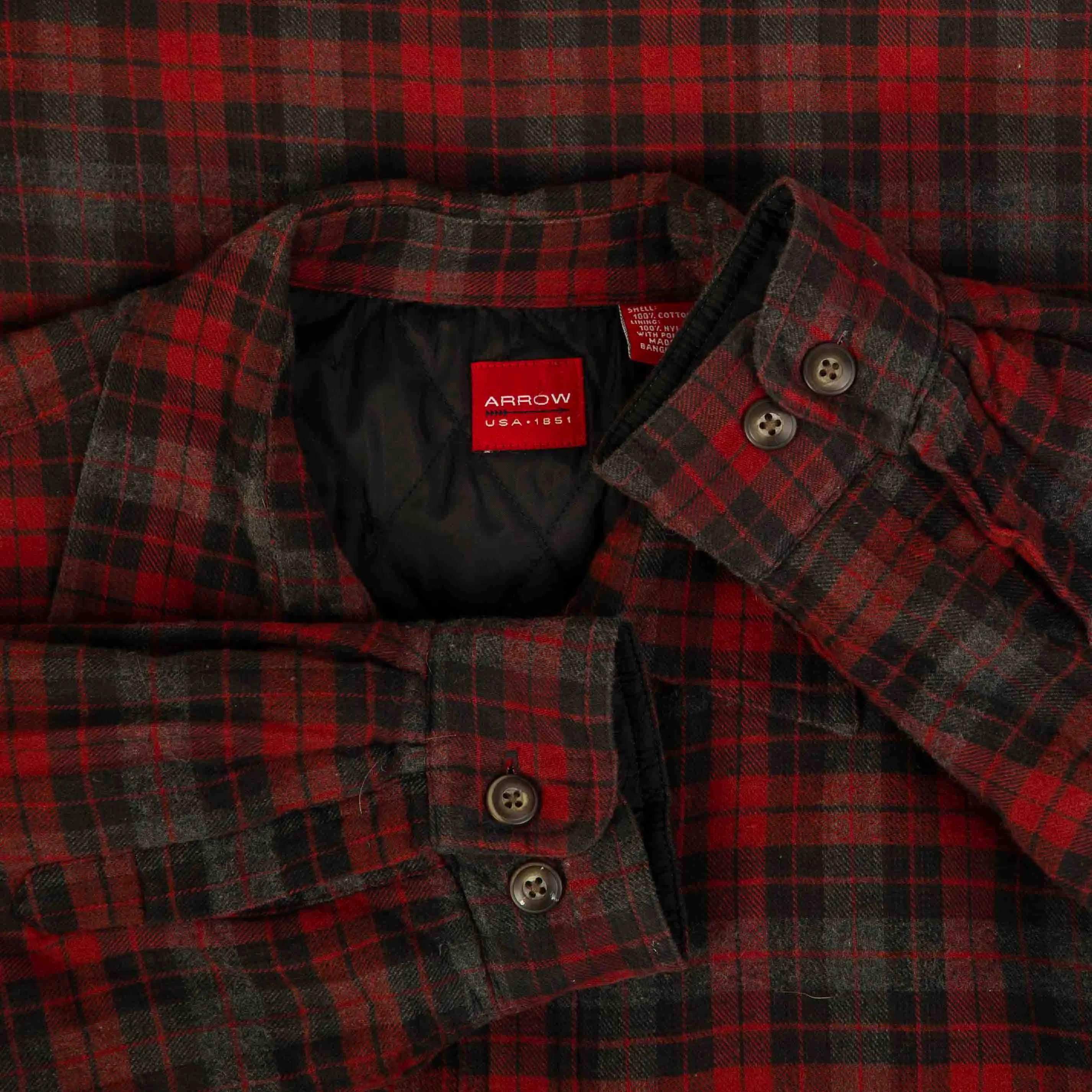 MEN'S VINTAGE CHECKED PADDED  SHIRT JACKET - LARGE