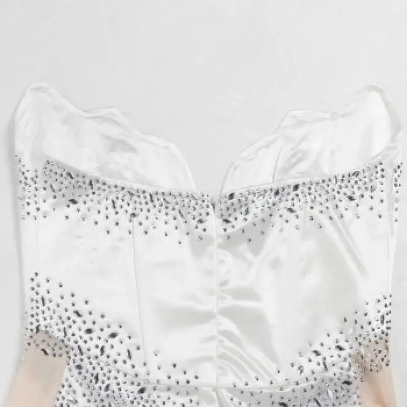 Mesh Bone Tube Rhinestone Corset Mini Dress