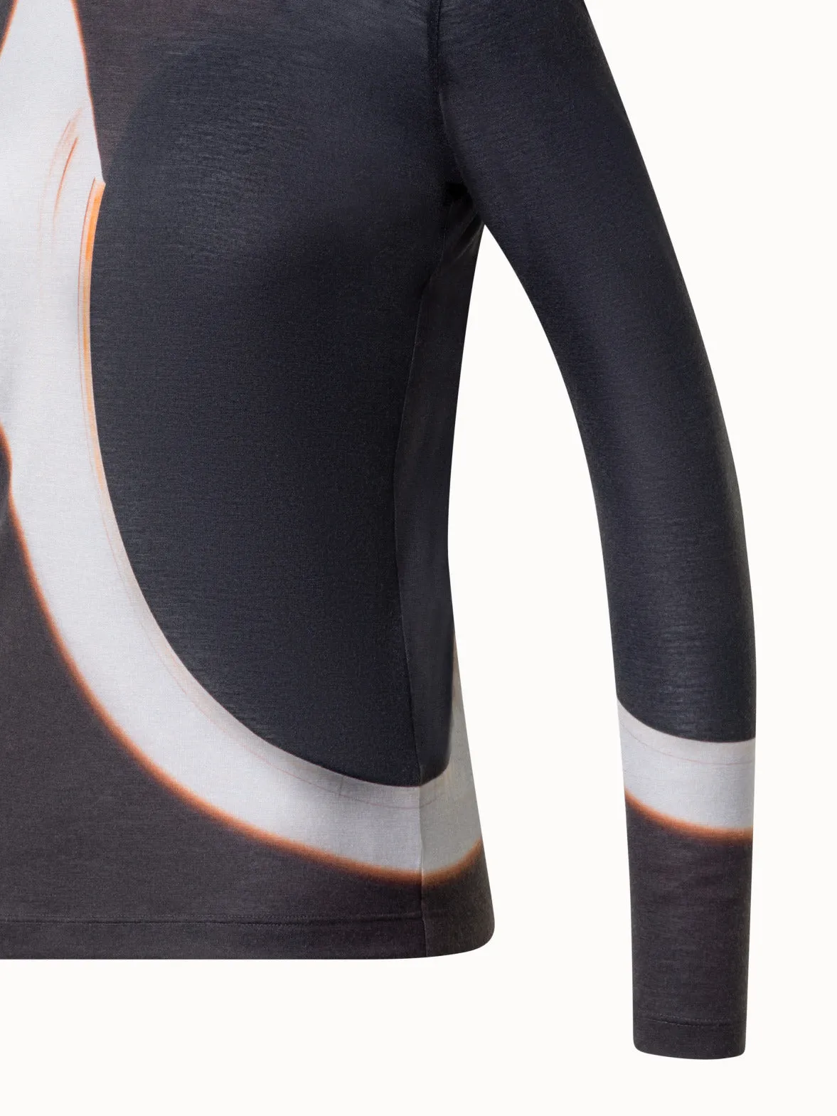 Mock Neck Top with Mocca Loop Print
