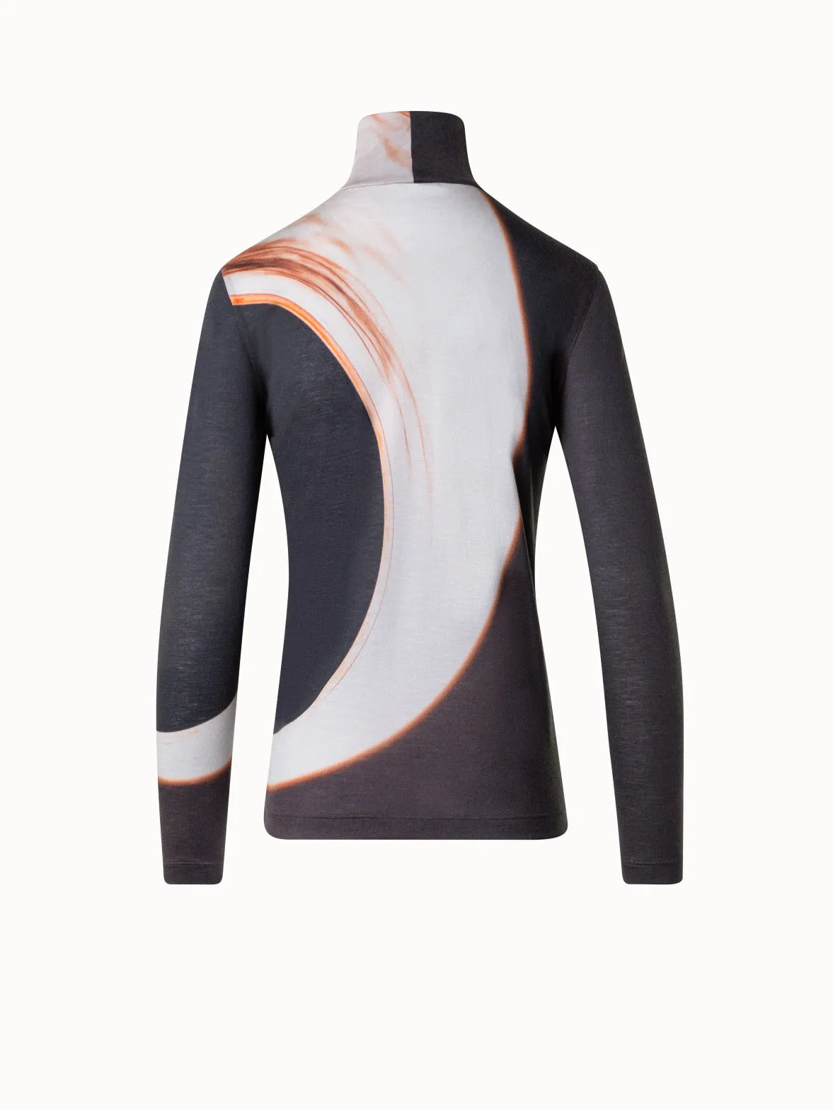 Mock Neck Top with Mocca Loop Print
