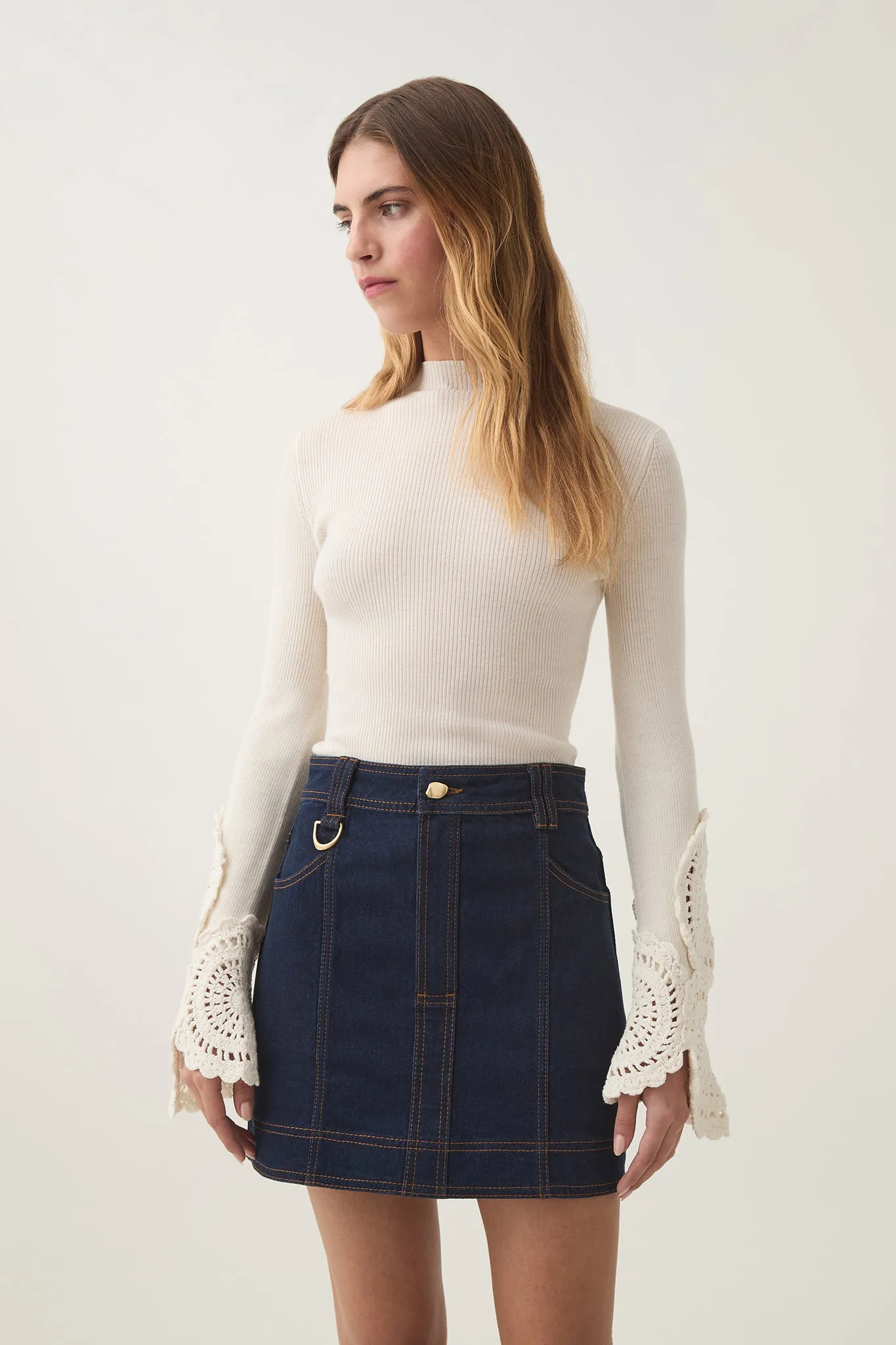 Mosaic Crochet Detail Knit