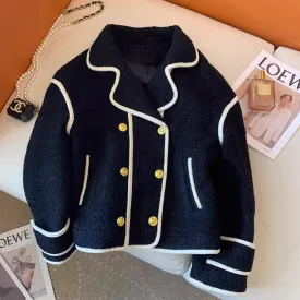 Oversized Tweed Color-blocking Jacket