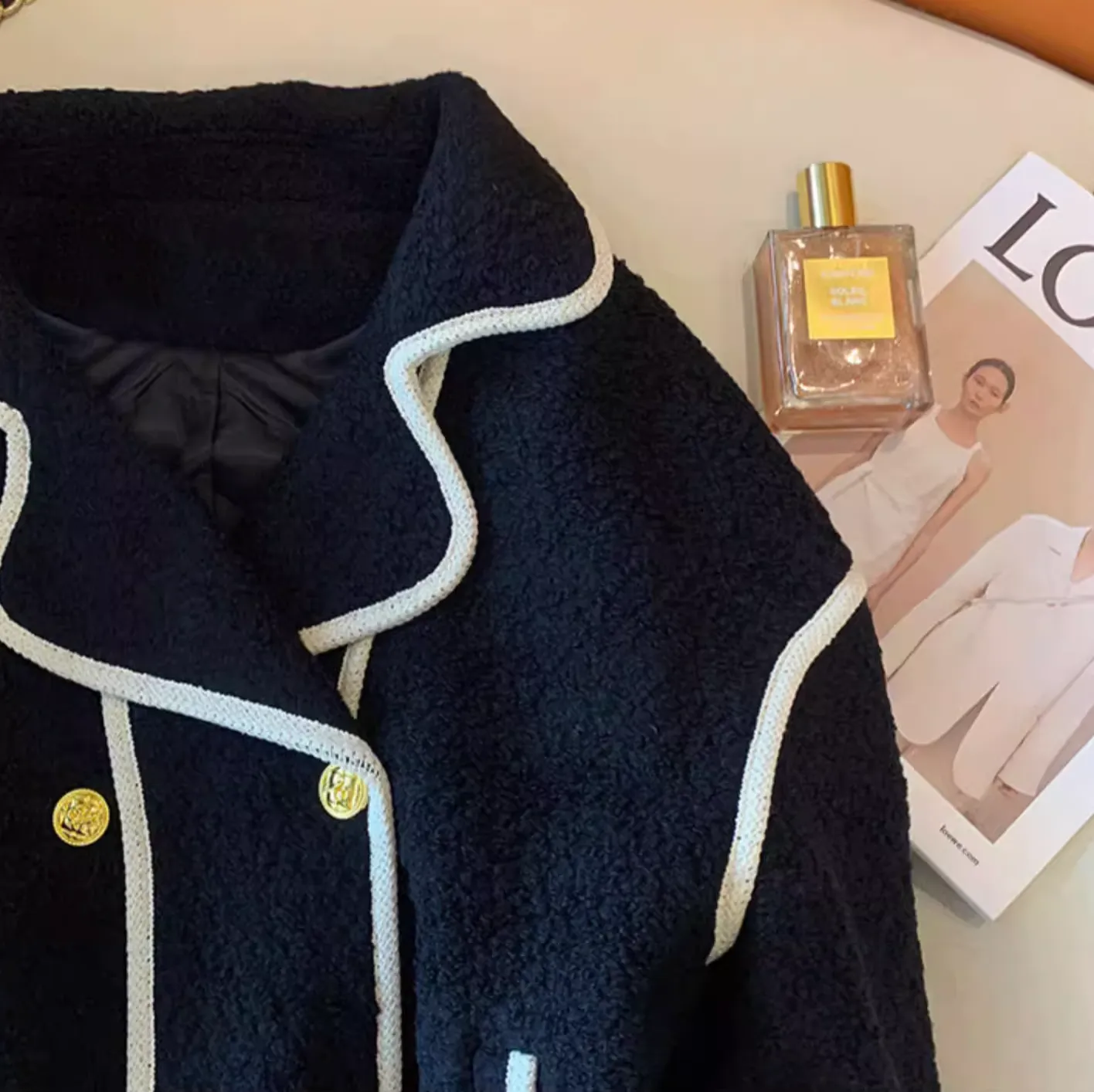 Oversized Tweed Color-blocking Jacket